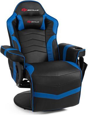 Massage Gaming Recliner Reclining Racing Chair Swivel Blue