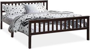 Wood Bed Frame Wood Slats Support Platform W/ Headboard &Footboard Queen Size