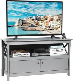 Costway Free Standing TV Cabinet Wooden Console TV Media Entertainment Gray