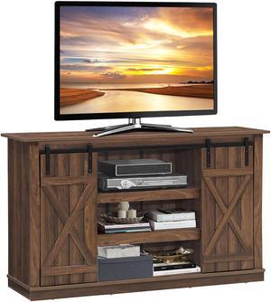 Costway Sliding Barn TV Stand Console Table for TV's Up to 60'' Entertainment Center Brown