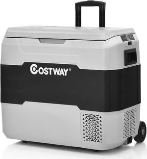 Costway 53 QT Portable Car Refrigerator Dual-Zone Car Cooler Gray