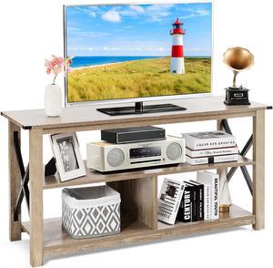 Costway Modern TV Stand for TV's up to 55" w/ 3-Tier Open Shelves