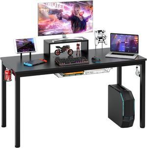 Costway 55 inch Gaming Desk Racing Style Computer Desk with Cup Holder & Headphone Hook