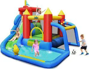 Costway Inflatable Bouncer Water Slide Bounce House Splash Pool without Blower Costway Inflatable Bouncer Water Slide Bounce House Splash Pool without Blower