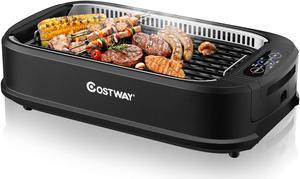 Costway Smokeless Electric Grill Portable Nonstick BBQ w/ Turbo Smoke Extractor
