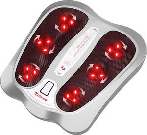 Costway Foot Massager with Shiatsu Heated Electric Kneading Foot & Back Massager Silver