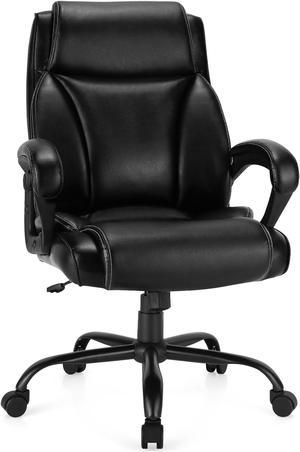 Costway Mid Back Armless Office Chair Adjustable Swivel Fabric Task Desk  Chair