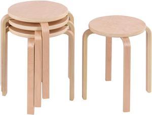 Costway Set of 4 17-inch Bentwood Stools Stacking Home Room Furniture Decor