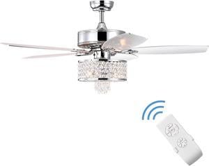 Costway 50'' Electric Crystal Ceiling Fan W/Light Adjustable Speed Remote Control