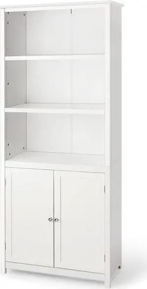 Costway Bookcase Shelving Storage Wooden Cabinet Unit Standing Display Bookcase W/Doors