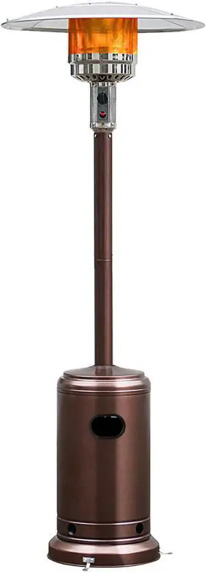 Costway 50000 BTU Propane Patio Heater Standing Steel W/ Wheels Bronze
