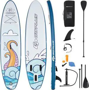 Goplus 11' Inflatable Stand Up Paddle Board Surfboard W/Aluminum Paddle Pump Blue