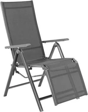 Costway Outdoor Foldable Reclining Chair Aluminum Frame 7-Position Adjustable