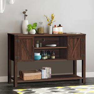 Costway Console Table Sideboard Buffet TV Stand w/ Storage Cabinets & Bottom Shelf Brown