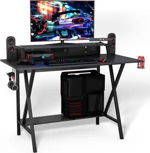 Gaming Desk All-In-One Professional Gamer Desk Cup Headphone Holder Power Strip