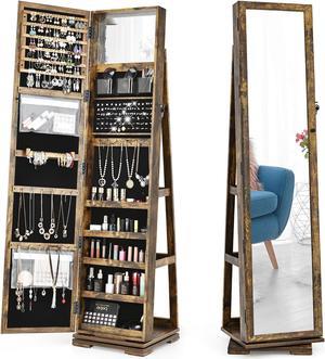 Mirrored Standing Jewelry Cabinet Storage Box - Costway