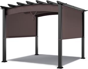 Costway 10 x 10ft Patio Pergola Gazebo Sun Shade Shelter W/Retractable Canopy