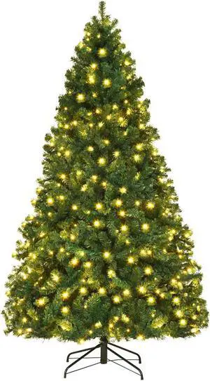 Costway 7.5Ft Pre-Lit Hinged PVC Christmas Tree 400 LED Lights New