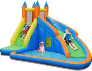 Costway Inflatable Water Slide Mighty Bounce House Castle Splash Pool without Blower