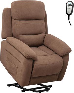 Costway Power Lift Recliner Chair Sofa  w/ Side Pocket & Remote Control Brown