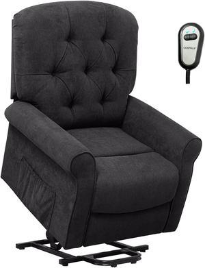 Costway Power Lift Recliner Chair Sofa for Elderly w/ Side Pocket & Remote Control Black