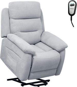 Costway Power Lift Recliner Chair Sofa for Elderly w/ Side Pocket & Remote Control Grey
