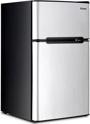 Costway  Refrigerator Small Freezer Cooler Fridge Compact 3.2 cu ft. Unit, Grey