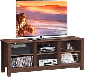 Costway TV Stand Cabinet for TV's Up to 60'' Entertainment Center w/Storage Shelves Brown
