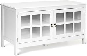 50''TV Stand Modern Wood Storage Console Entertainment Center w/ 2 Doors White