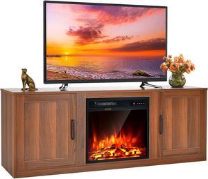 Costway 58'' Fireplace TV Stand Entertainment Console W/ 18'' Electric Fireplace Coffee