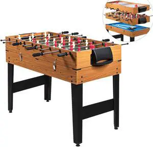 Costway 48'' 3-In-1 Multi Combo Game Table Foosball Soccer Billiards Pool Hockey For Kids