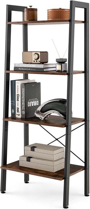 Costway 4-Tier Wood Ladder Shelf Ladder Bookcase Bookshelf Display Rack Black