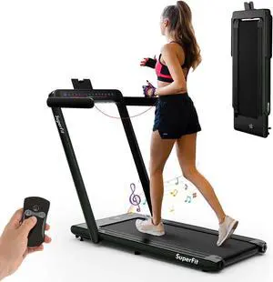 2.25HP 2 in 1 Jogging Machine Treadmill Dual Display W/Speaker Bluetooth