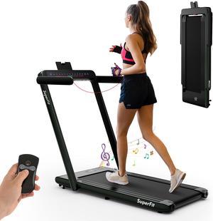 2.25HP 2 in 1 Folding Jogging Machine Treadmill Dual Display W/Speaker Bluetooth
