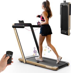 2.25HP 2 in 1 Folding Treadmill Jogging Machine Dual Display W/Speaker Bluetooth