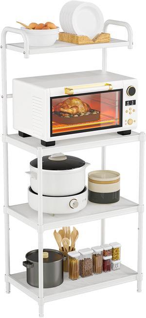 Costway 4-Tier Baker's Rack Microwave Oven Rack Shelves Kitchen Storage Organizer Iron White