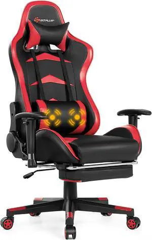 Goplus Massage Gaming Chair Reclining Swivel Racing Office Chair with Footrest Red Goplus Massage Gaming Chair Reclining Swivel Racing Office Chair with Footrest Red