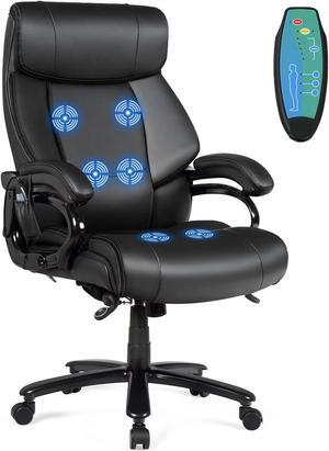 Costway Big and Tall Office Chair 500lbs with 6-Point Massage Wide Seat & Padded Armrests
