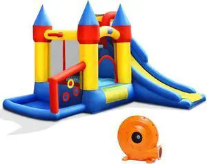 Costway Inflatable Bounce House Slide Bouncer Kids Castle Jumper w/ Balls & 780W Blower