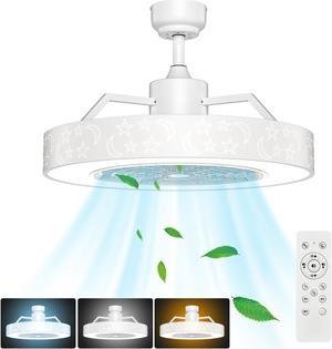 Costway 23'' Ceiling Fan W/LED Light Adjustable Color 3 Speeds Remote Control White
