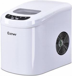 Costway White Portable Compact Electric Ice Maker Machine Mini Cube 26lb/Day