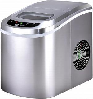 Costway Silver Portable Compact Electric Ice Maker Machine Mini Cube 26lb/Day