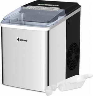 Costway Stainless Steel Ice Maker Countertop 26Lbs/24H Self-Clean Function W/Scoop New