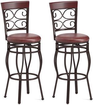 Set of 2 Vintage Bar Stools Swivel Padded Seat 30'' Bistro Dining Kitchen Pub Chair High Back