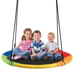Goplus 40'' Flying Saucer Tree Swing Indoor Outdoor Play Set Swing for Kids Colorful