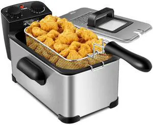 Costway Electric Deep Fryer 3.2 QT/12-Cup Stainless Steel 1700W with Frying Basket