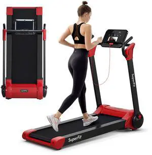 Superfit Folding 2.25HP Electric Treadmill Running Machine APP Control Bluetooth Red