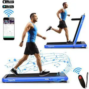 SuperFit 4.75HP 2 In 1 Folding Treadmill W/Remote APP Control Navy