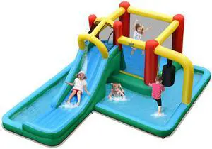 Costway Slide Water Park Climbing Bouncer Pendulum Tunnel Game Without Blower