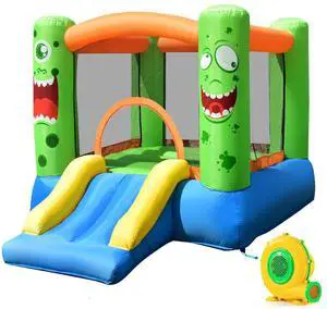 Costway Kids Playing Inflatable Bounce House Jumping Castle Game Fun Slider 480W Blower